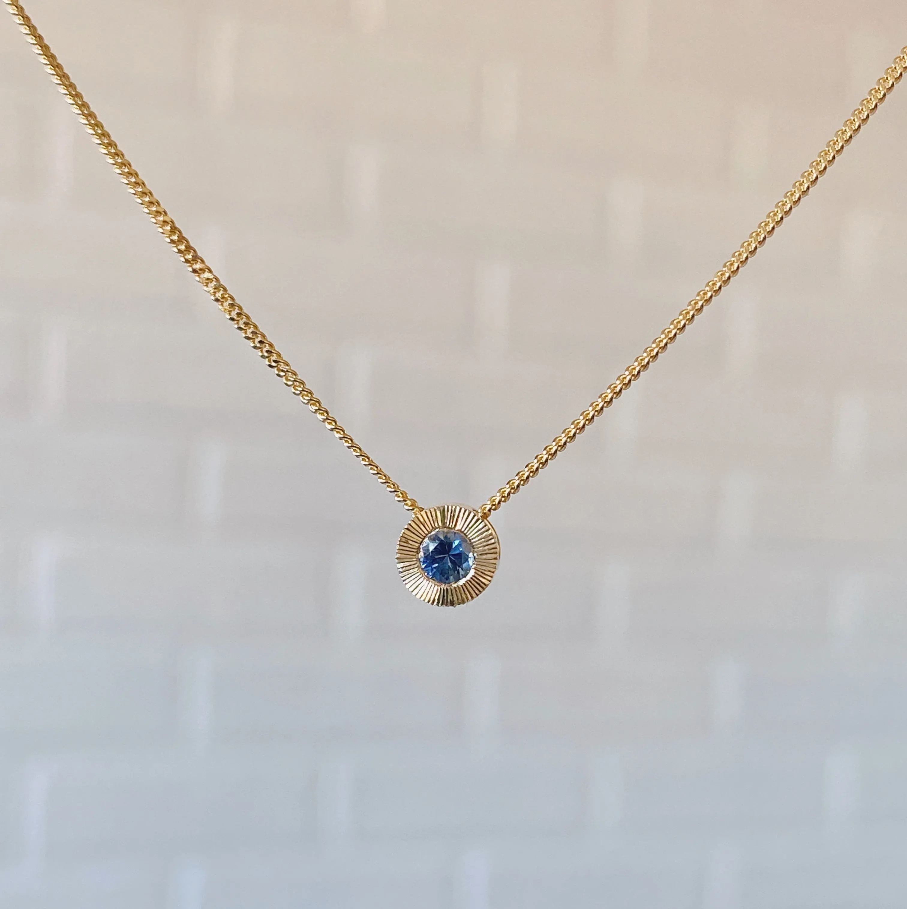 Small Aurora Birthstone Necklace - September - Sapphire