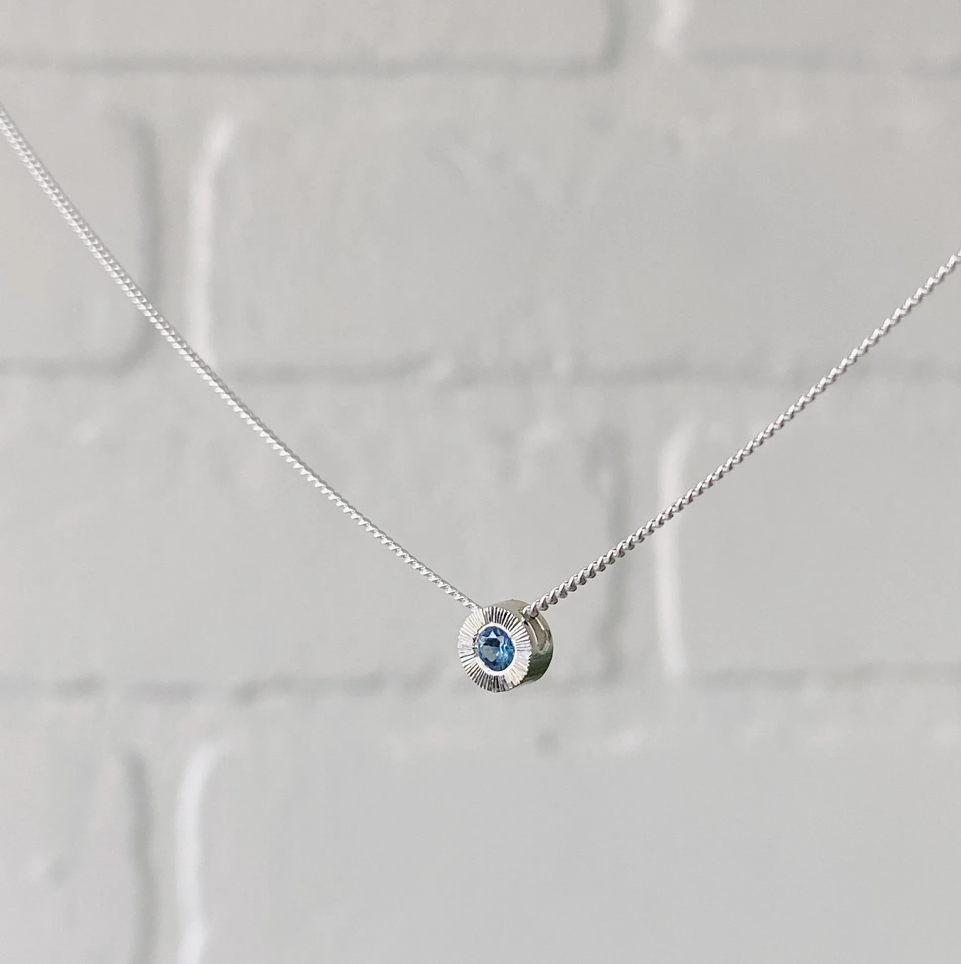 Small Aurora Birthstone Necklace - September - Sapphire