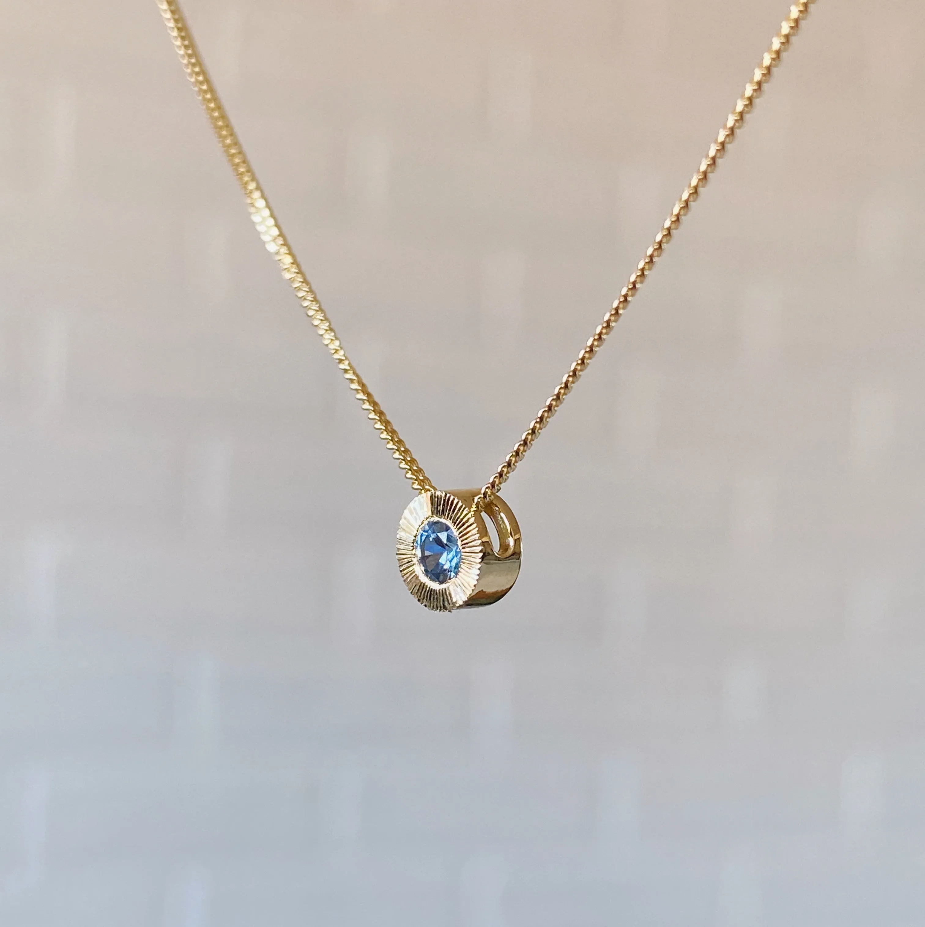 Small Aurora Birthstone Necklace - September - Sapphire