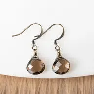 Smoky Quartz Simple Briolette Drop Earring