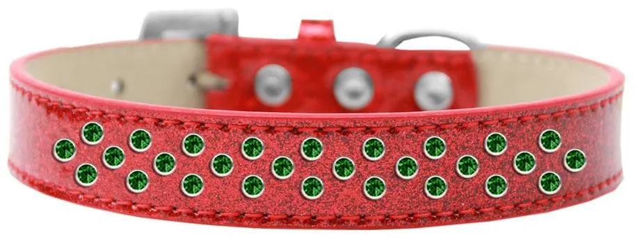 Sprinkles Ice Cream Dog Collar Emerald Green Crystals Size 18 Red