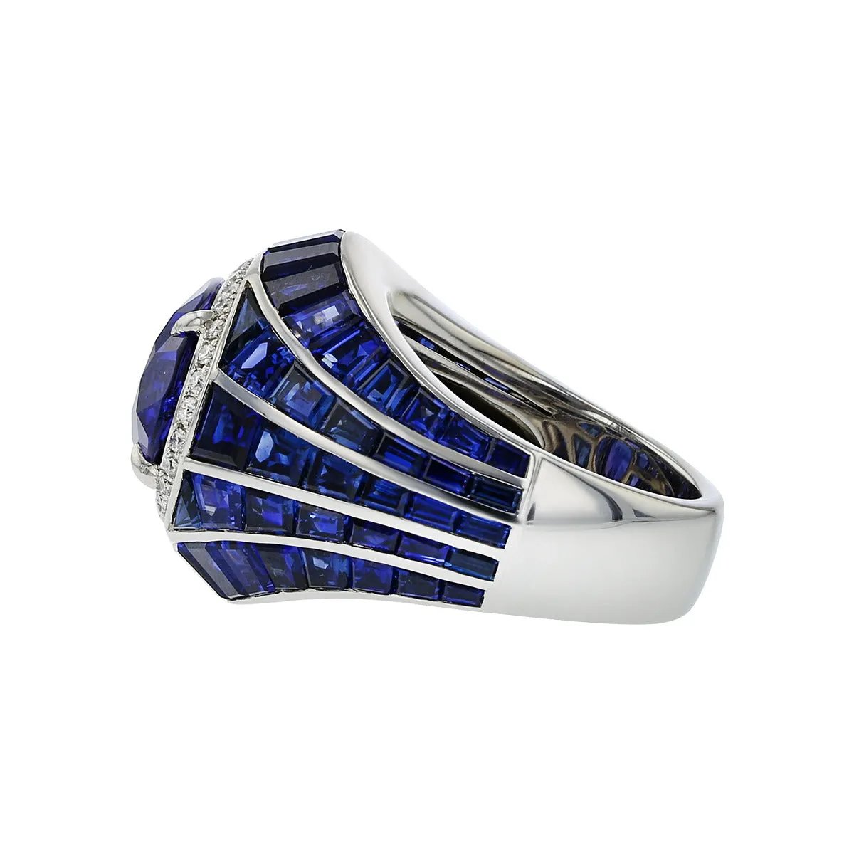 Tanzanite, Blue Sapphire and Diamond Ring