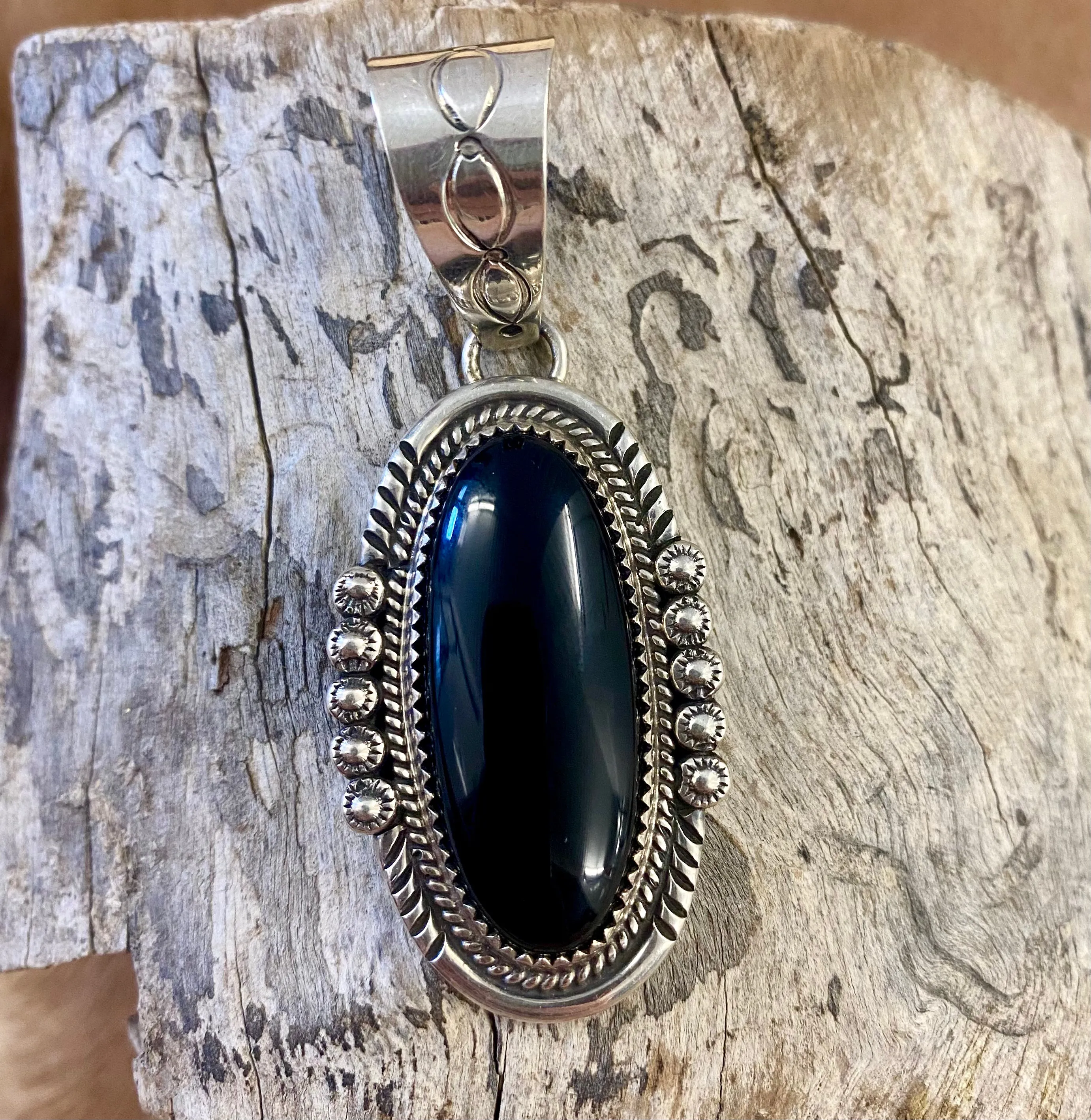 The Louisa Onyx Pendant By Phillip Yazzie