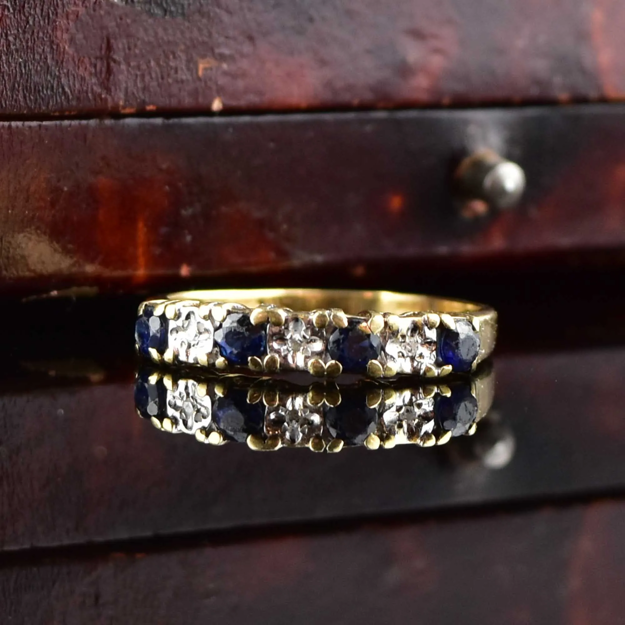 Vintage 10K Gold Diamond Sapphire Ring